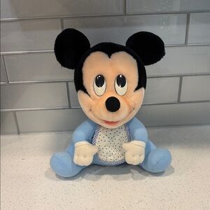 Vintage Disney baby Mickey Mouse Blue and Black Plush Toy